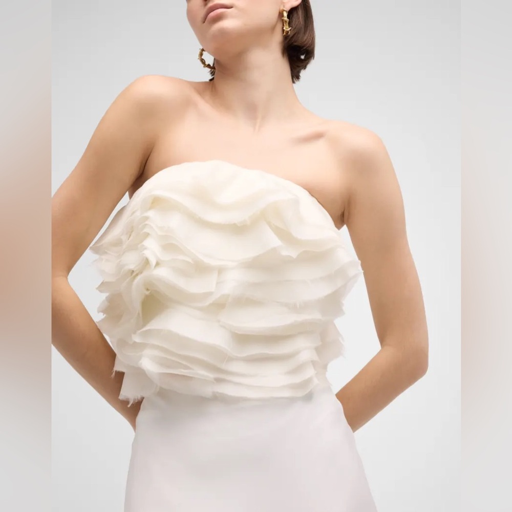 SIMKHAI Kirsten bustier top with raw-edge ruffles - size 2 - new without tags